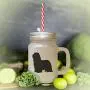 Grüne Bearded Collie Silhouette in Frostglas-Mason-Jar mit Strohhalme.