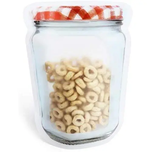 Lot de 100 Pots Mason Réutilisables Design Rouge et Blanc, Support de Rangement Snack avec Poches Zippées Verticelles (Rouge & Blanc, 1,5oz) Lot de 100 Pots Mason Réutilisables Design Rouge et Blanc, Support de Rangement Snack avec Poches Zippées Verticelles (Rouge & Blanc, 1,5oz)