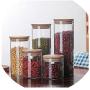Transparent Glass Jars Storage Container For Tea Coffee Spice Candy With Bamboo Cover,1800Ml 10X25Cm