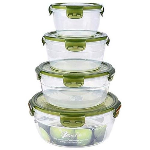 Plastic Storage Boxes with lids, Transparent Storage containers Regular Mouth Durable Versatile Sealed jar Pack of 4-B