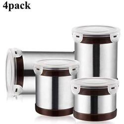 KAFEI Coffee Storage Cannister, 4 Pack Airtight Coffee Storage Tin, Stainless Steel Containers, Airtight Coffee Storage Jar for Coffee, Tea, Nuts and Powders