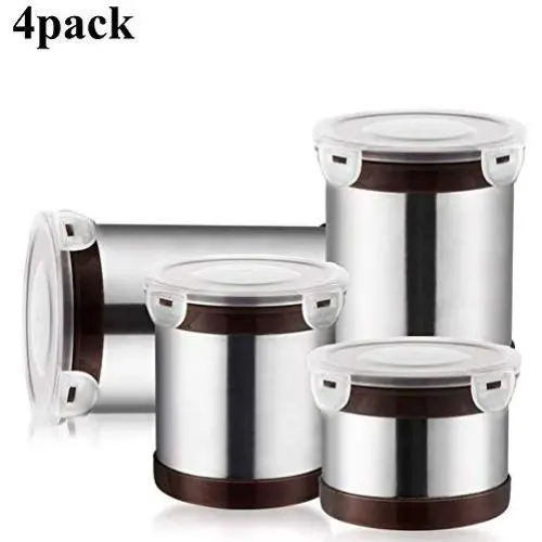 KAFEI Kaffeebehälter, 4er-Set, luftdichte Edelstahl-Tüten, ideal zum Lagern von Kaffee, Tee, Nüssen und Pulvern
