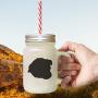 Red Welsh Sheepdog Silhouette Frosted Glass Mason Jar With Straw