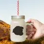 Brown Welsh Sheepdog Silhouette Frosted Glass Mason Jar With Straw