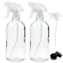 16oz Empty Clear Glass Spray Bottles with Mist and Stream Settings Trigger Sprayer-Refillable Container for Essential Oils, Cleaning Products, Aromatherapy, Plants, Kitchen, Hair(2 Pack) (Clear)