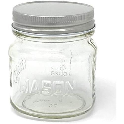 8 oz Square Mason Jar Silver Lids (12 Pack)