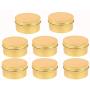 Healthcom 12 Pcs 3 oz Golden Screw Top Metal Steel Tins Round Aluminum Tin Cans Empty Lip Balm Tin Jars Cosmetic Sample Containers Bulk Food Storage Candle Travel Tins(90g)