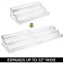mDesign Large Plastic Adjustable, Expandable Kitchen Cabinet, Pantry, Shelf Organizer/Spice Rack with 3 Tiered Levels of Storage for Spice Bottles, Jars, Seasonings, Baking Supplies - Clear