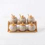Mini Spice Jars Ceramic seasoning jar set home kitchen utensils double seasoning tank