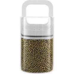 PLAFUETO Fresh Airless Storage Canister Food Storage Jar Glass One-Way Exhaust Valve Sealed Can, Vacuum Transparent Food Storage Container, Suitable for Tea, Coffee, Spices, Etc-Small,WHITE