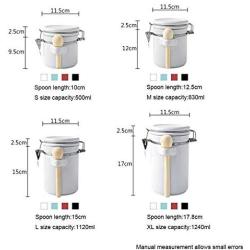 Creative Ceramic Tea Cans Sealed Canister Milk Powder Candy Coffee Beans Jars Food Container Spice Storage Bottle With Lid Spoon,A-Xl
