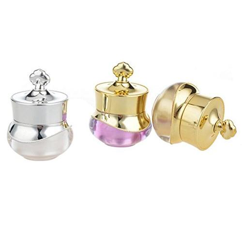 3PCS 5ML /5G (White+Gold+Purple) Empty Acrylic Crystal Crown Refillable Cosmetic Face Cream Jar Pot Bottle Container With Metal Cap