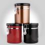 Large Sealed Coffee Bean Container with One-way CO2 Exhaust Valve/Time Record Dial, 1.8L Stainless Steel Airtight Nuts Grains Flour Sugar Coffee Grounds Tea Canister Moisture Proof Storage Jar(Black)