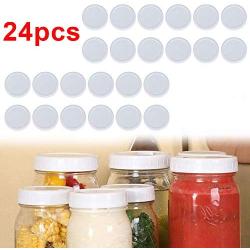 GreceYou 12/24pcs Mason Jar Lids, White Plastic Standard Mason Jar Lids for Regular Mouth Storage Canning