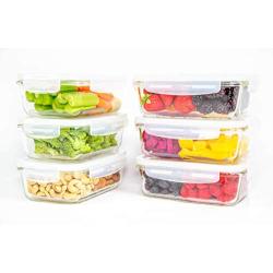 [5-Pack] Glass Meal Prep Container - BPA Free - Airtight Food Storage Containers - ECO Friendly - 29oz