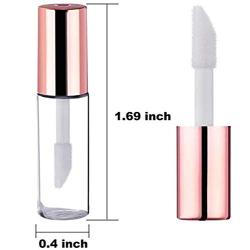 XINGZI 24PCS 1.2ML Mini Empty Lip Gloss Tubes Containers Clear Plastic Lip Balm Bottles with Rubber Inserts and Rose Gold Screw Caps DIY Makeup Lipstick Container Vials for Lip Samples Travel