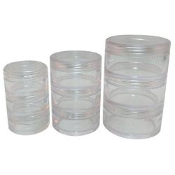 Made in Taiwan Transparent Clear Makeup 3 Stack Plastic Jar 3 Kinds of Size (1 Set)