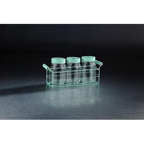 12" Green and Clear Cylindrical Storage Jar with Round Lid