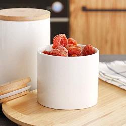 TNKML Ceramic Spice Jar Food Storage Tank Ceramic Storage Container, Sealed Bamboo Lid Kitchen Can, For Tea Sugar, Coffee, Spice Seasoning, Etc 200Ml