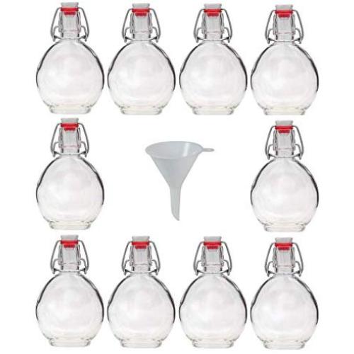 Viva Haushaltswaren 10/Canteen 200 ml Glass Bottles with Swing Tops for Self-Filling incl. Filling Funnel 7 cm