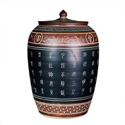 Food Jars & Crocks Rice Storage Bucket Kitchen Large Capacity Ceramic Storage Tank Insect-proof Moisture-proof Environmental Storage Utensils Hand-carved 25kg Gift (Color : Blue, Size : 5036cm)