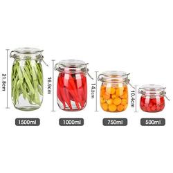 Sealed jar glass Transparent Moisture proof Household Glass bottle storage jar Storage tank Storage bottle Multiple sizes (Size : 750ml)