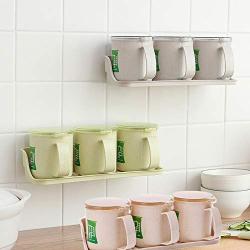 Kitchen Wall Mounted Spice Jar Seasoning Storage Box Seasoning Drain Design Rack Keeps Dry Space Saving Home,Gray