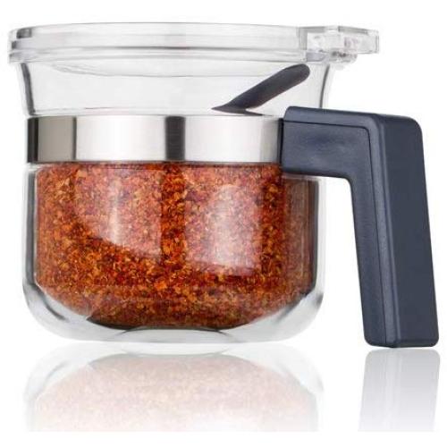 Kitchen Seasoning Bottle Acrylic Household Salt Shaker Spice Jar With Spoon Sealed Moisture-proof Seasoning Box Tank Condiment bottles (Color : Gray)