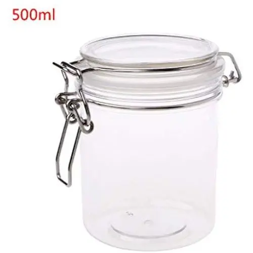 Tank-CN 500 ml Kunststoff Runder Behälter mit Clipverschluss und Dichtung – Küchen-Lebensmittelbehälter, Geschirr, Kosmetikcreme-Organizer