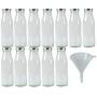 Viva Haushaltswaren 12 Empty Wide-Necked Glass Bottles 500 ml/Milk/Juice Bottles with Silver Screw A Filling Funnel Diameter 12 cm