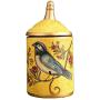 Bouteilles de Rangement Vintage Chinashow avec Couvercle – Pot à Biscuit en Céramique, Boîte de Conservation pour Sucre, Thé, Café, Biscuits et Bonbons Style Américain/Européen Fleur et Oiseau Jaune
