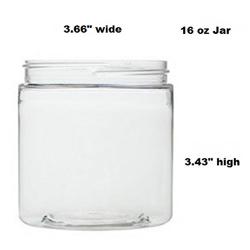 Clear 16 oz Plastic Jars White Dome Lids (6 pk) with Scoops - PET Round Refillable Containers