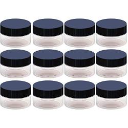 2oz Containers with Lids - Slime Containers, Empty 2 oz Jars 60G/60ml- Travel Cosmetic Containers w/Lids- Clear 2 Ounce Makeup Sample Container, Cream, Lotion, Liquid - BPA Free (12 Pack)