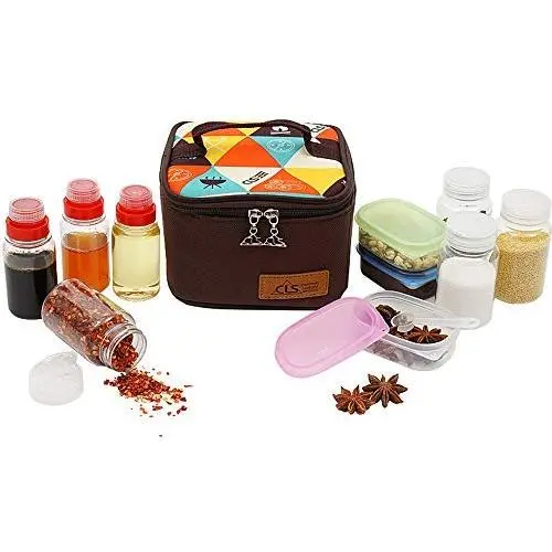 Kompaktes Outdoor-Gewürzbehälter-Set, 10 Stück – Küchenutensilien Organizer mit Aufbewahrungsbeutel für Grill, Camping, Wandern