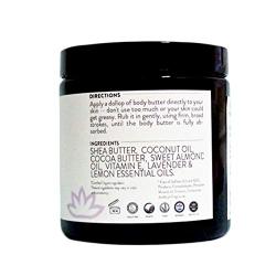 Natural Organic Body Butter – Handmade with Natural Ingredients – Shea Butter, Almond Oil, Coconut Oil and Cocoa Butter Body Moisturizer, Lavender Lemon