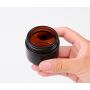 2PCS Amber Round Glass Jars with Inner Liners and black Lids Empty Refillable Containers for Cosmetics Creams Lotions Essential Oils (50g)