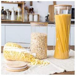 storage jar Grain container Food container Storage Box，Glass food sealed cans household kitchen noodles milk powder miscellaneous food products creative storage box, 1200ml