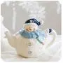 Niedliche Keramik Schalen Handwerk Snackschale Teekanne Aufbewahrungsglas Gewürzflasche Teller Schneemann Geschirr Teller Set, Schneemann Teekanne