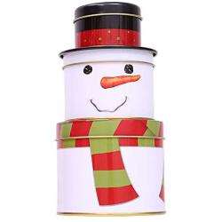 Ozzptuu Three-Layer Iron Christmas Candy Storage Jar Removable Santa Snowman Sugar Candy Case Box for Christmas Gift Decoration (Snowman)