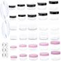 ZEJIA 30 Pieces Sample Containers with Screw Lids,5 size 3/5/10/15/20 Gram Cosmetic Containers with 30pcs Labels and 5pcs Mini Disposable Spatula,for Makeup Eye Shadow Powder Lotion Jewelry