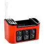 Kitchen Food Storage Jar Airtight Food Storage Seasoning Box Rack Set Combination Multi-Function Kitchen Storage Tool Storage Plastic (Color : Red)