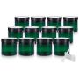4 oz Green Plastic Jar with Black Foam Lined Air Tight Lid (12 Pack) + Spatulas