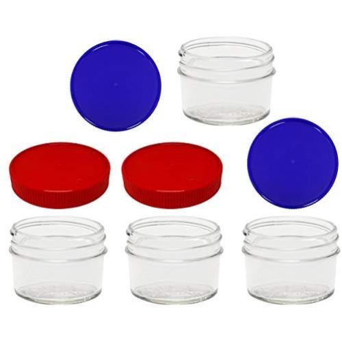 Jarming Collections 4 Glass Mason Jars-4 oz Regular Mouth with (BPA Free) Leak Proof Airtight Storage Lids-Great for Baby Food or Milk, Dry Goods, Kitchen Goods, Crafts, Lotion, Beauty Products