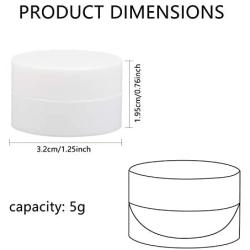 FINGERINSPIRE 20Pcs Cosmetic Containers 5 Gram Plastic Sample Jars(White) Tiny Makeup Sample Containers with lids, Compact Travel Size Containers for Face Hand Body Cream