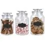 Set of 3 Round Clear Apothecary Glass Canister Jars with Chalkboard with Tight Lids for Kitchen or Bathroom ~ Food,cookie,cracker, Storage Containers