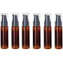 6PCS 30ml/1oz Empty Plastic Pump Vial Packing Bottles with Transparent Cap-Face Cream Jar Pot Makeup Travel Cosmetic Storage Container Holder for Lotion Bath Shower Dispenser (Brown+Black)