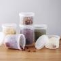Scaled Transparent Sealed Jar Kitchen Noodle Storage Tank Plastic Grains Storage Cans Snack Storage Box,Red 760ML