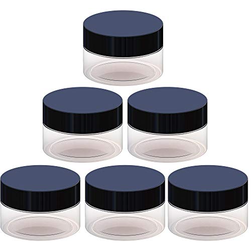2oz Containers with Lids - Slime Containers, Empty 2 oz Jars 60G/60ml- Travel Cosmetic Containers w/Lids- Clear 2 Ounce Makeup Sample Container, Cream, Lotion, Liquid - BPA Free (6 Pack)