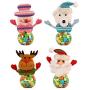 Toyvian 4PCS Christmas Candy Jar Round Santa Snowman Bear Deer Candy Storage Can Xmas Sugar Jars for Holiday