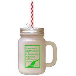 Green Pathway Righteousness Highway Happiness Frosted Glass Mason Jar With Straw